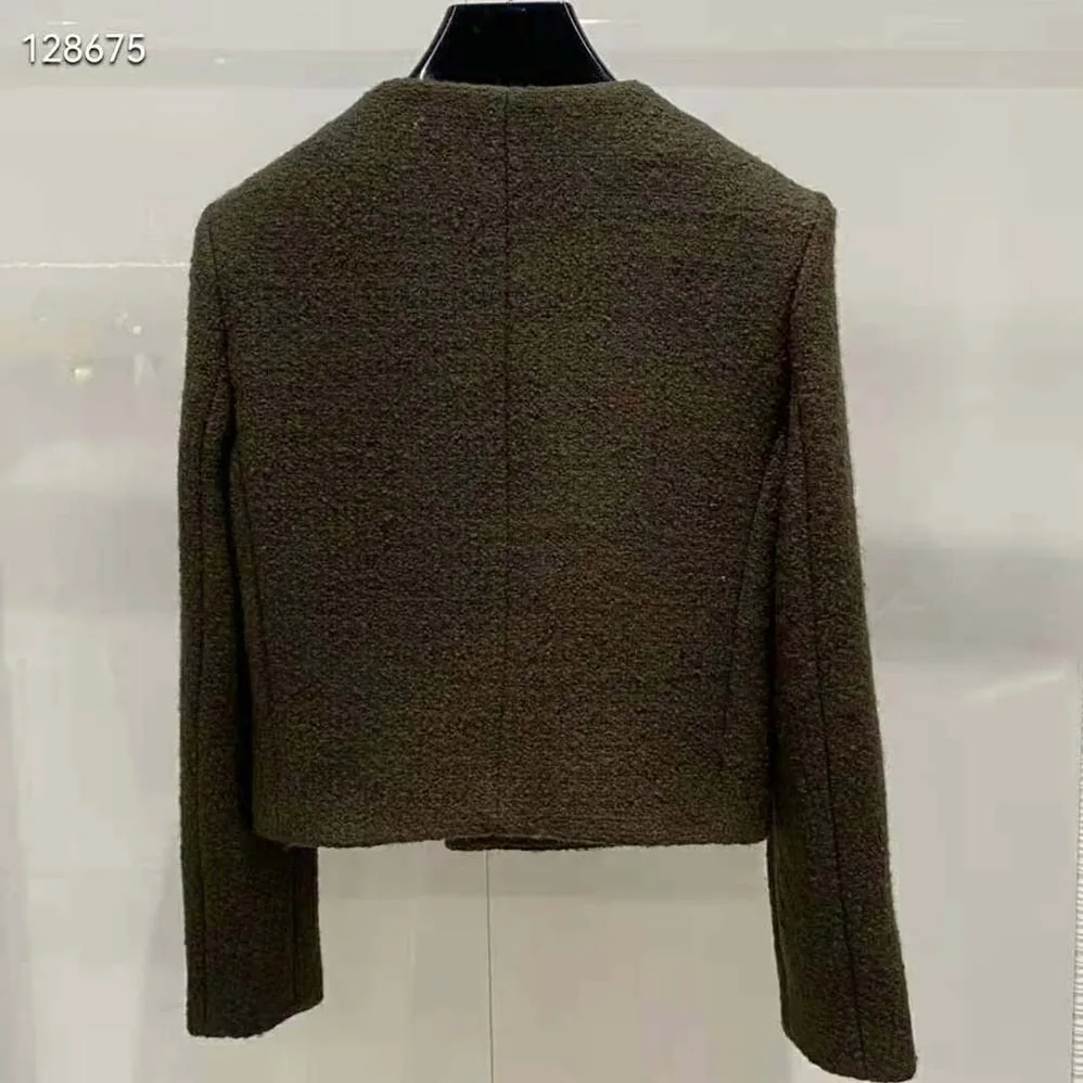 Celine Chasseur Jacket in Boucle Tweed for Women in Dark Green Celine Chasseur Jacket in Boucle Tweed for Women in Dark Green