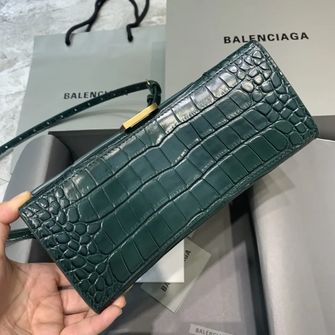 Balenciaga Hourglass Small Handbag In Dark Green