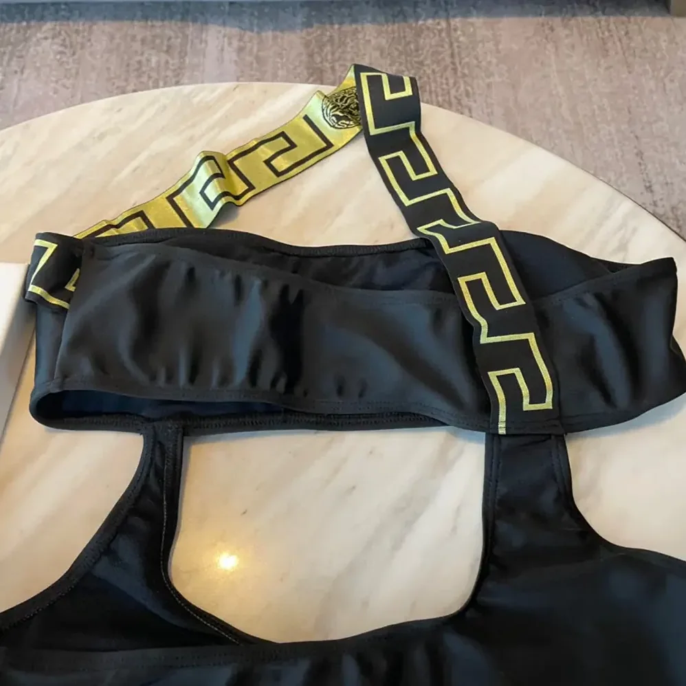 Versace Greca Border One Piece Swimsuit for Women in Black