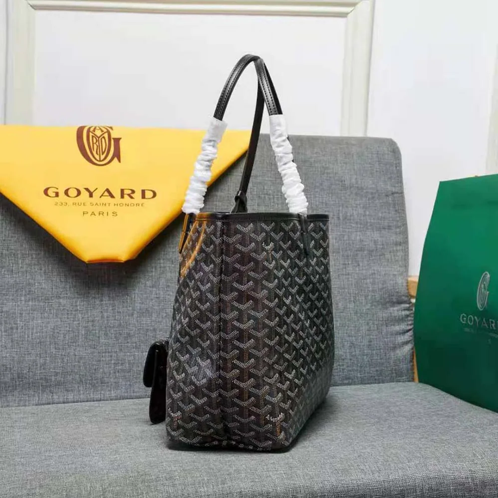Goyard Sac Artois MM in Goyardine Canvas & Chevroches Calfskin for Women in Black