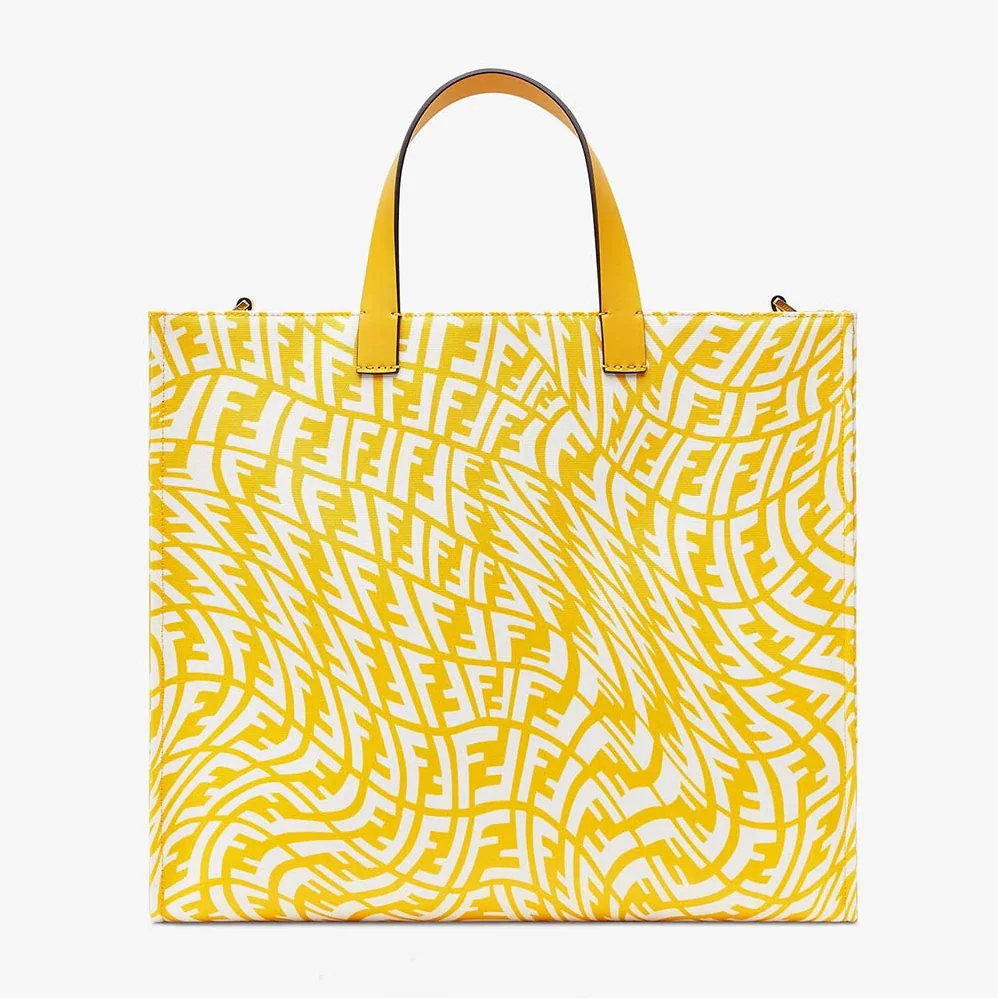 Fendi Shopper Yellow Glazed Canvas Bag for Women