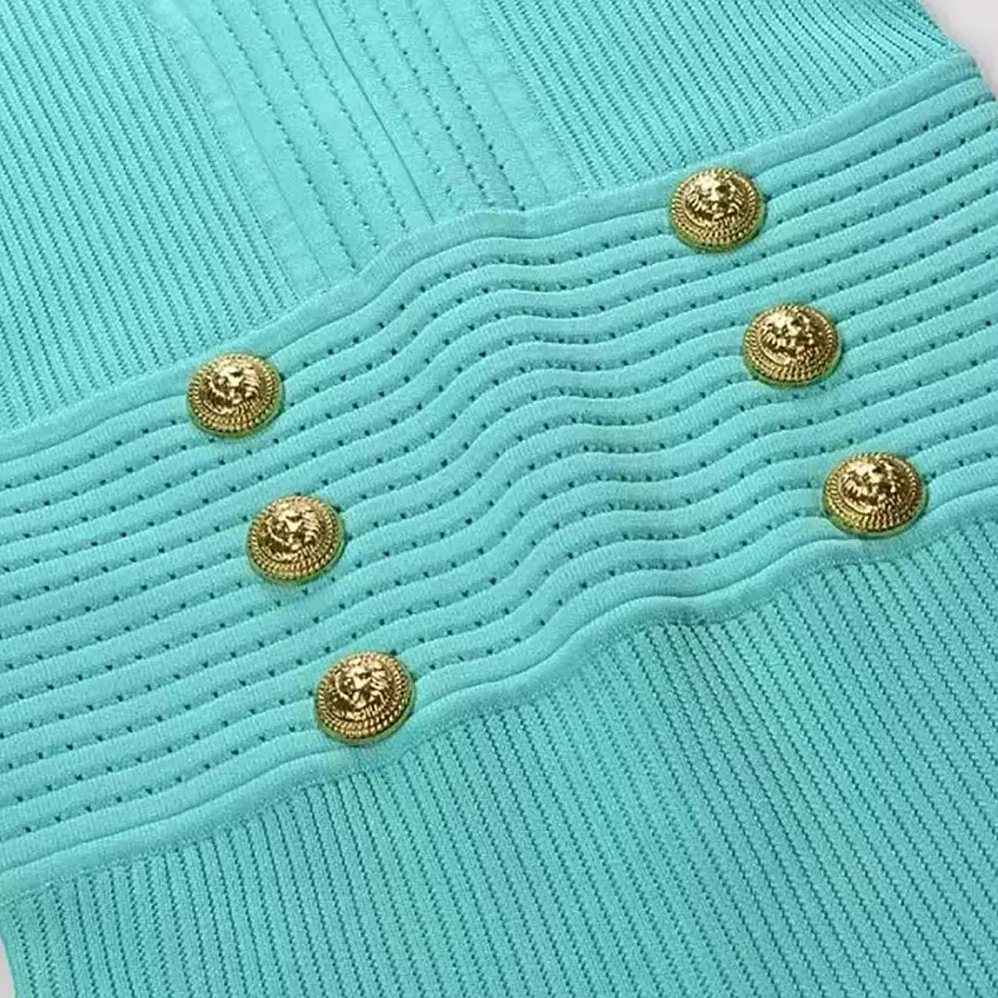Balmain Flared Knit Dress for Women in Light Blue