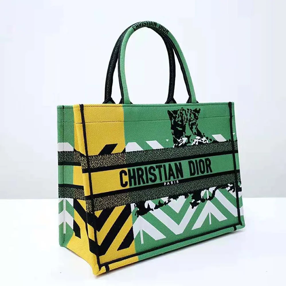 Dior Medium Dior Book Tote Bright Green and Orange D for Women in Jungle Pop Embroidery Dior Medium Dior Book Tote Bright Green and Orange D for Women in Jungle Pop Embroidery