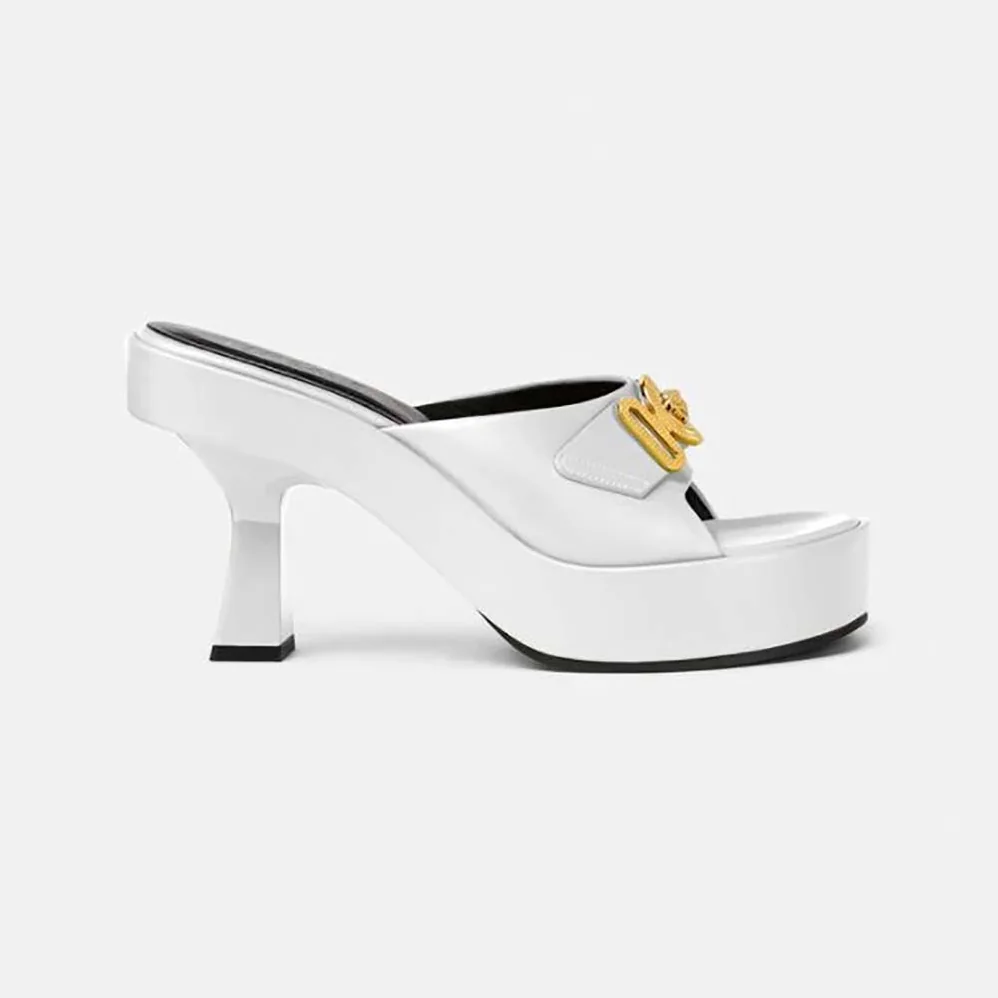 Versace Medusa Biggie Mules in 85mm Heel Height for Women in White