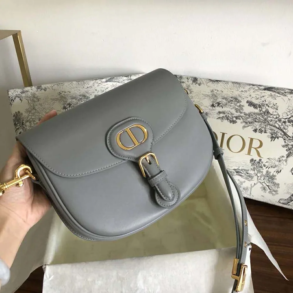 Dior Medium Dior Bobby Bag Denim Box Calfskin for Women in Silver