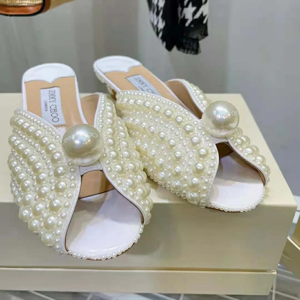 Jimmy Choo Samantha 35 White Satin Mules with All for Women in Over Pearls Jimmy Choo Samantha 35 White Satin Mules with All for Women in Over Pearls