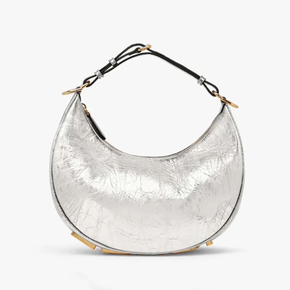 Fendi Fendigraphy Mini Silver Leather Mini for Women in bag