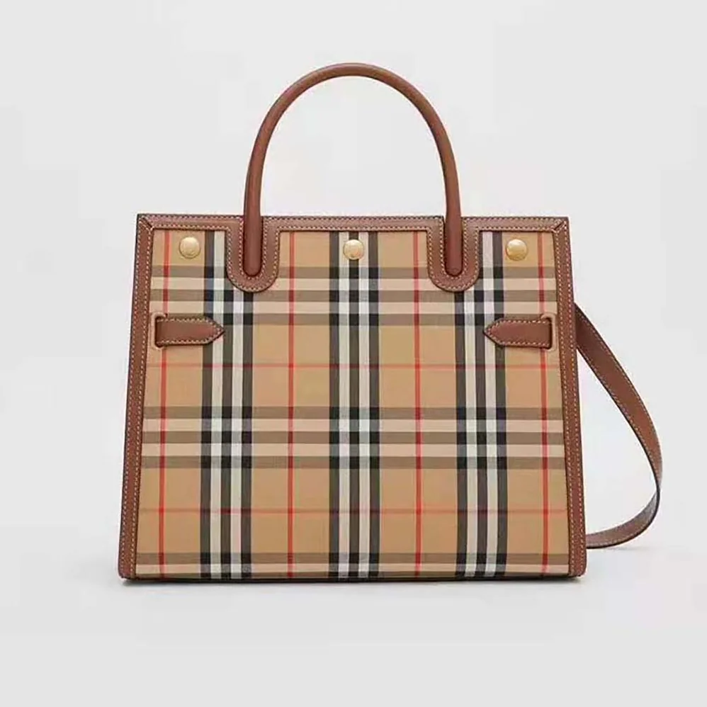Burberry Mini Vintage Check Two-handle Title Bag for Women in Brown