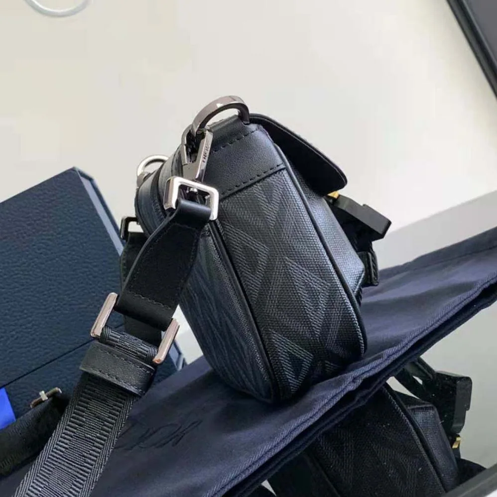 Dior Mini Dior Hit the Road Bag Black CD Diamond Canvas for Men