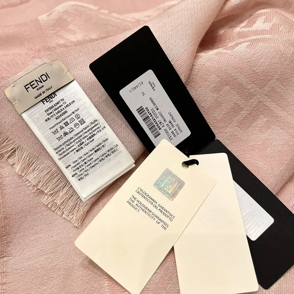 Fendi FF Pink Organic Silk Shawl for Unisex Fendi FF Pink Organic Silk Shawl for Unisex
