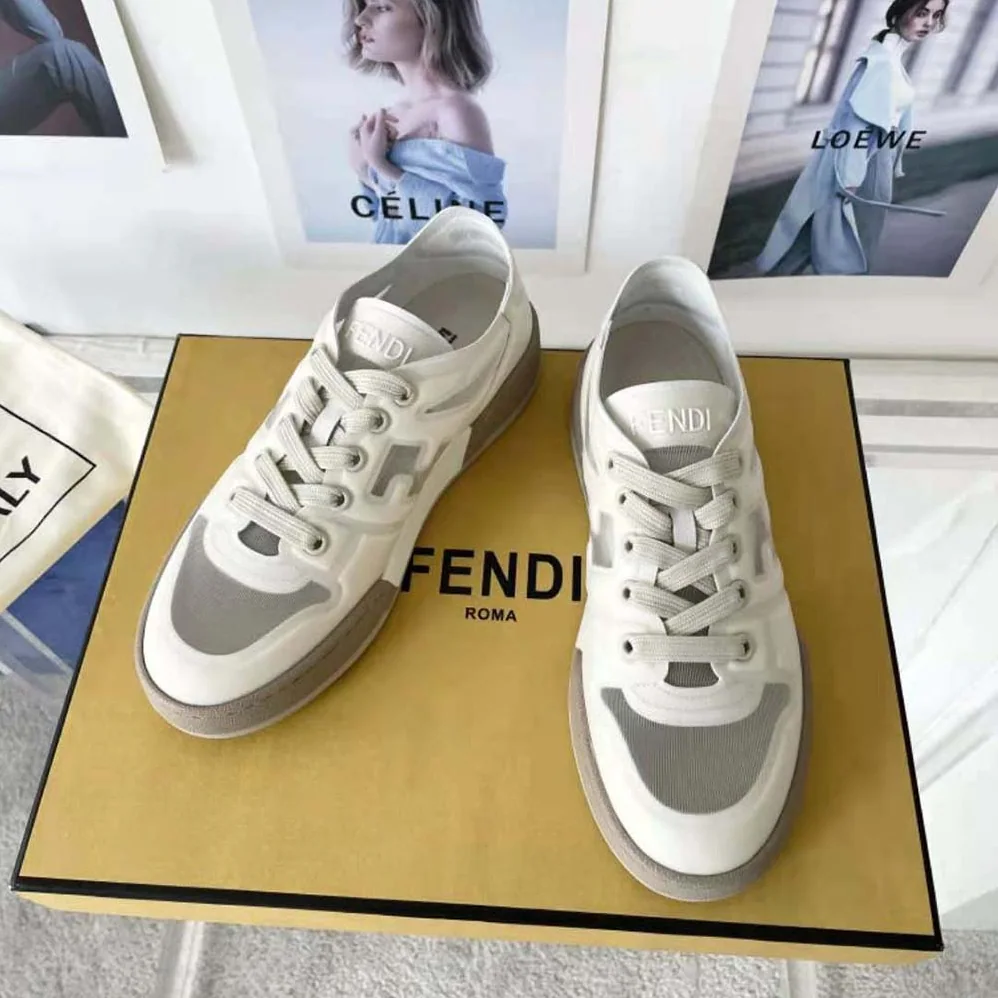 Fendi Match White Mesh Low Tops for Unisex Fendi Match White Mesh Low Tops for Unisex