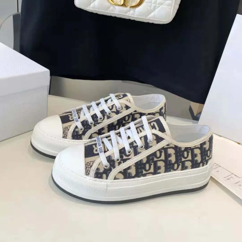 Dior Walk'n'dior Platform Sneaker Deep Blue Dior Oblique Embroidered Cotton for Women
