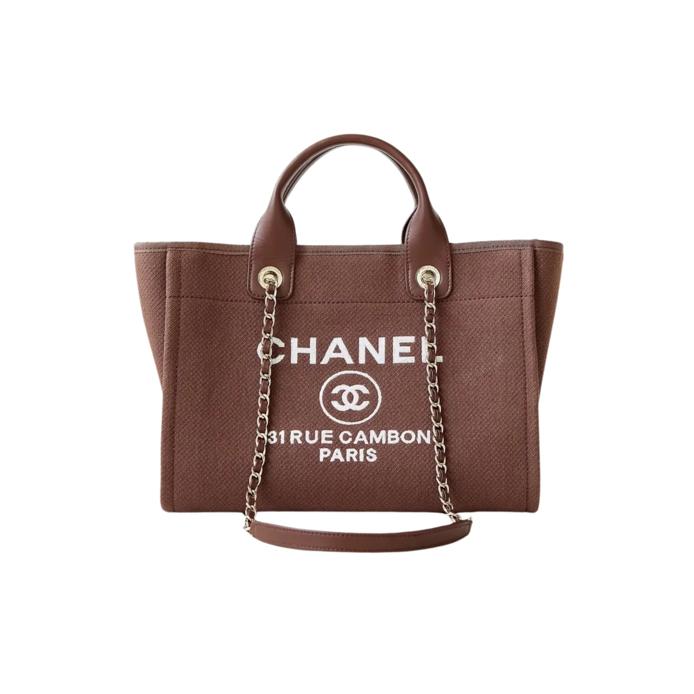 Chanel Deauville Tote Bag in Burgundy Silver Hardware