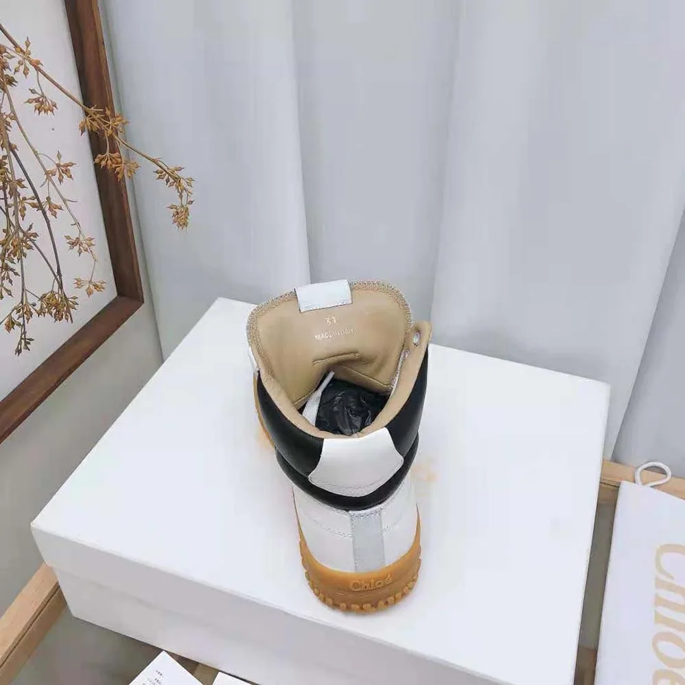 Chloe Franckie High-Top Sneaker in Smooth Calfskin for Women in Black