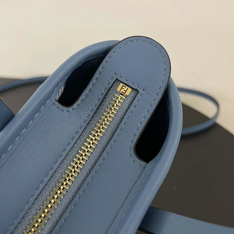 Fendi Roll Mini Blue Denim-effect FF Jacquard Mini for Women in bag