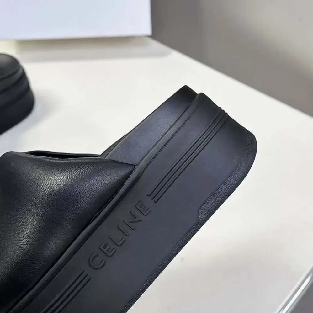 Celine Block Slide with Triomphe in Lambskin for Women in Black