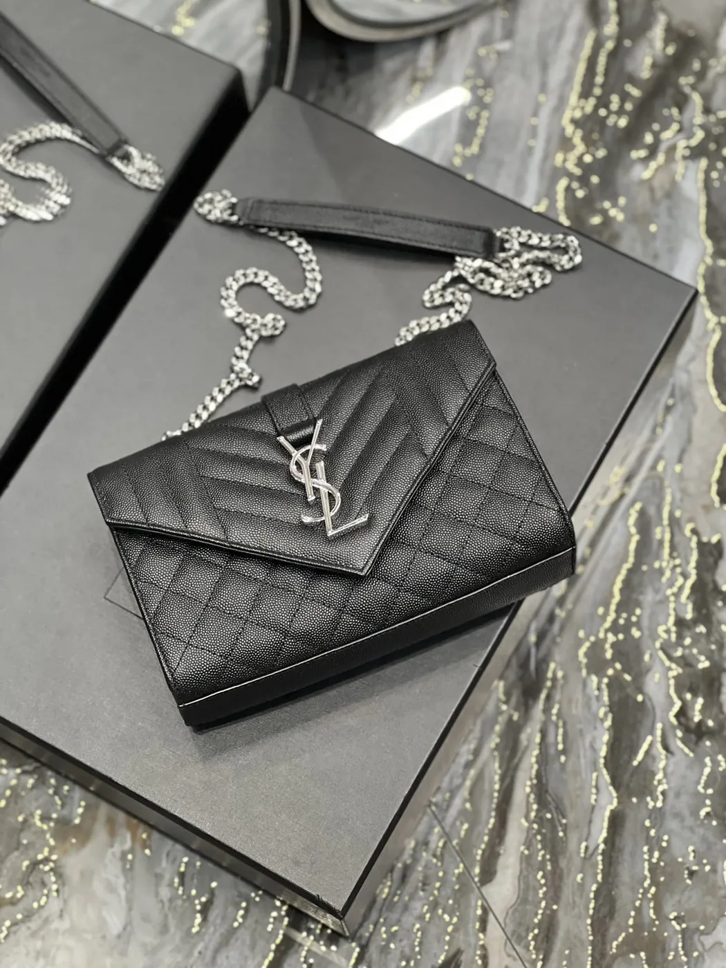 Saint Laurent Small Bag Black In Mix Matelasse in YSL