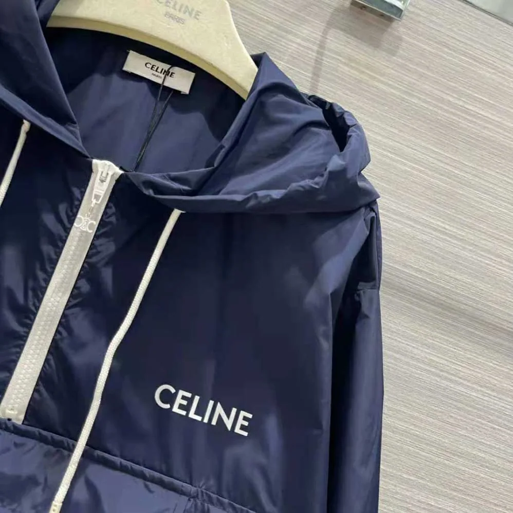 Celine Windbreaker in Lightweight Nylon for Women in Blue