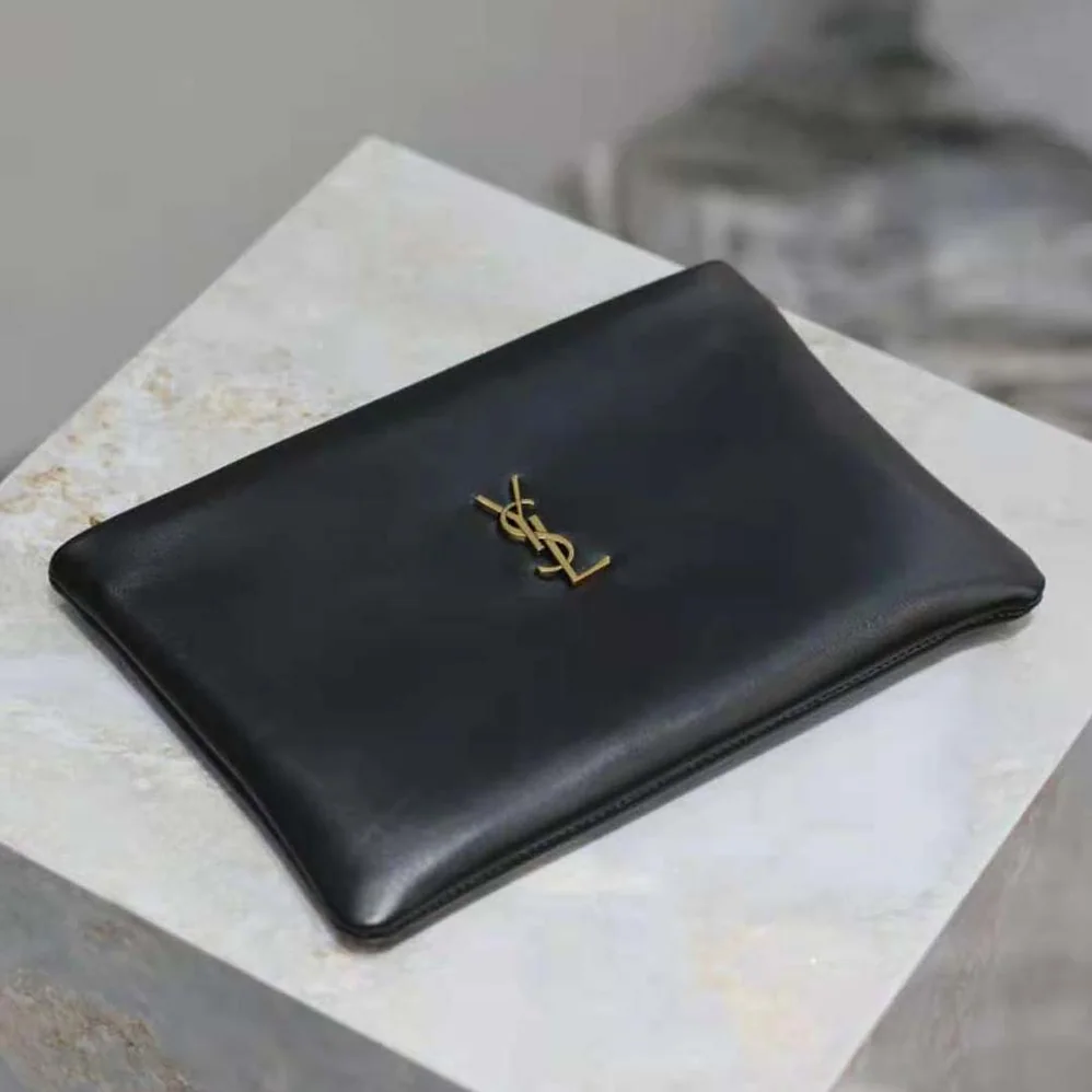 Saint Laurent YSL Calypso Small Pouch in Lambskin for Women in Black Saint Laurent YSL Calypso Small Pouch in Lambskin for Women in Black