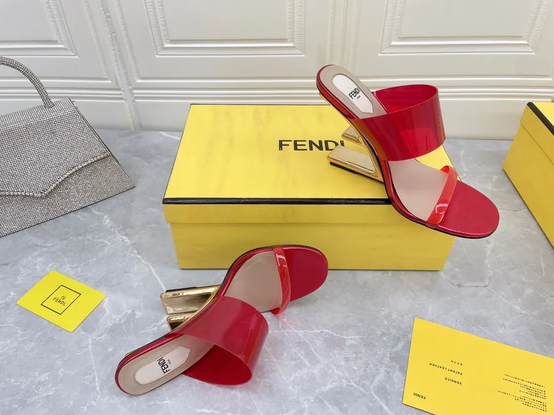 Fendi First Red Transparent High in Heeled Sandals Fendi First Red Transparent High in Heeled Sandals