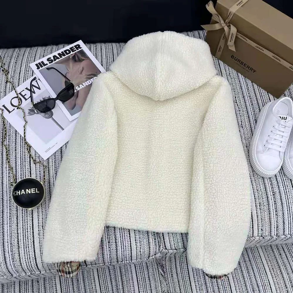 Burberry EKD Fleece Hooded Jacket for Men in White