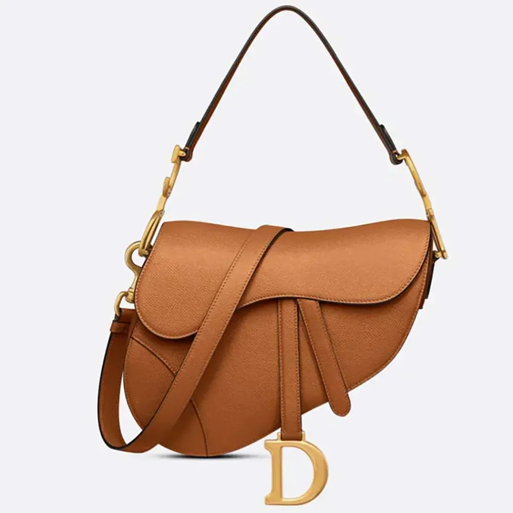 Dior CD Saddle Bag Strap Golden Saddle Grained Calfskin for Women Dior CD Saddle Bag Strap Golden Saddle Grained Calfskin for Women