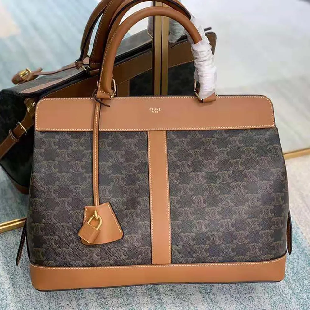 Celine Medium Cabas DE France Bag in Triomphe Canvas and Calfskin for Women Celine Medium Cabas DE France Bag in Triomphe Canvas and Calfskin for Women