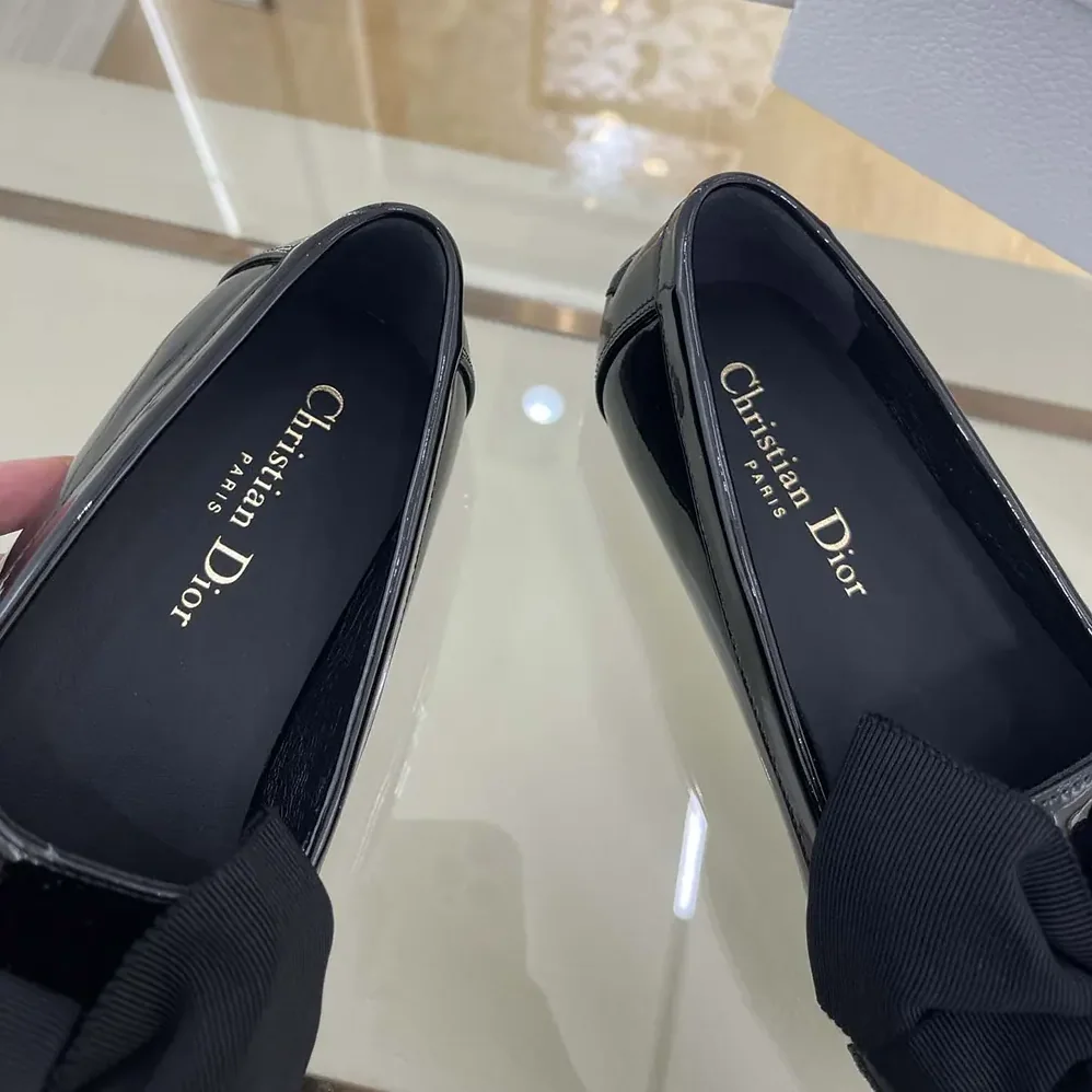 Dior Diorissimo Loafer Black Patent Calfskin and Grosgrain for Women Dior Diorissimo Loafer Black Patent Calfskin and Grosgrain for Women