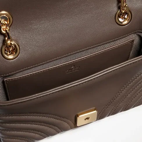 Gucci Marmont Small Shoulder Bag in Dark Taupe Gold Hardware