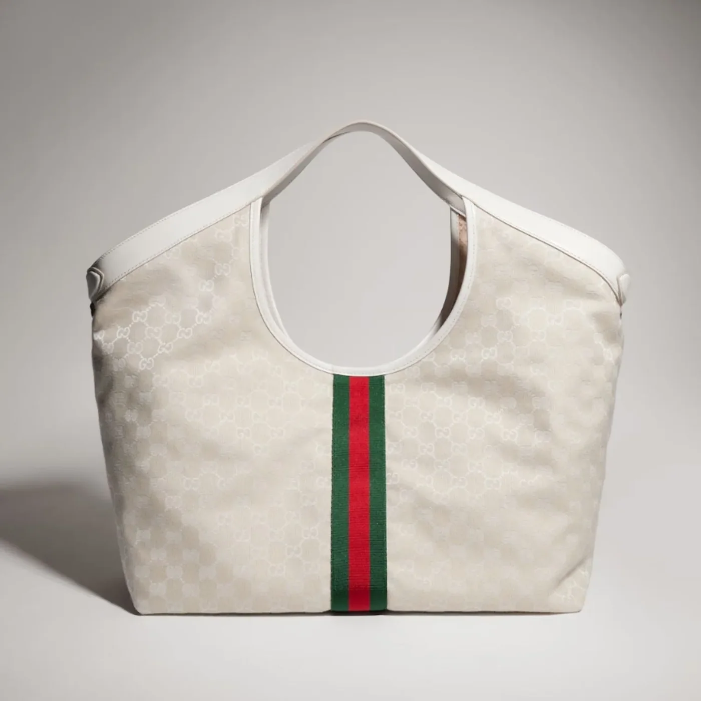 Gucci Giglio Large Tote Bag in White Silver Hardware