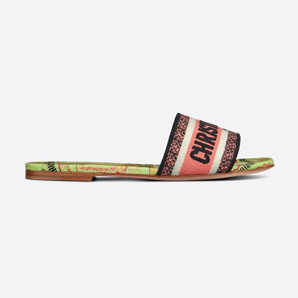Dior Dway Slide Multicolor Embroidered Cotton for Women in Aqua Dior Dway Slide Multicolor Embroidered Cotton for Women in Aqua