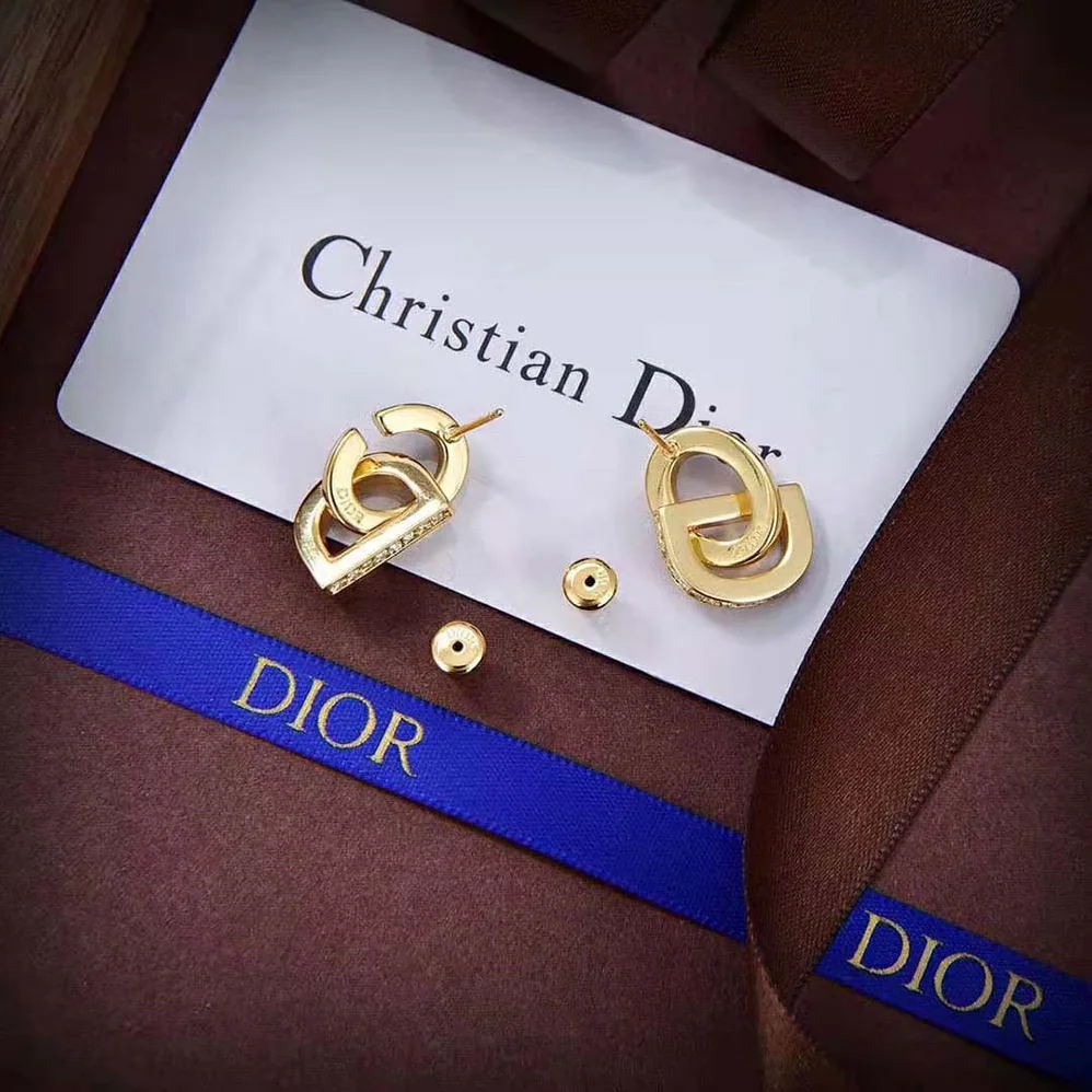 Dior CD Lock Earrings Gold-Finish Metal and Silver for Women in Tone Crystals