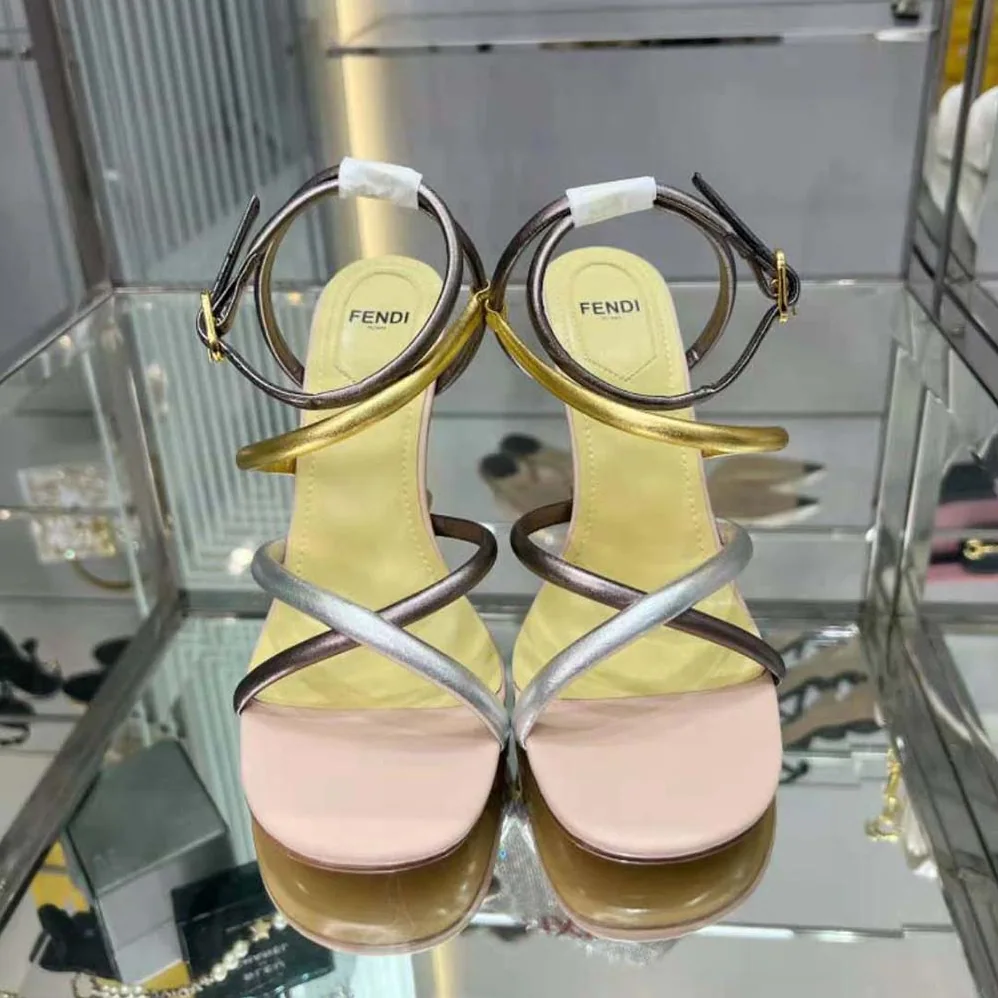 Fendi First Silver Nappa Leather High for Women in Heeled Sandals Fendi First Silver Nappa Leather High for Women in Heeled Sandals