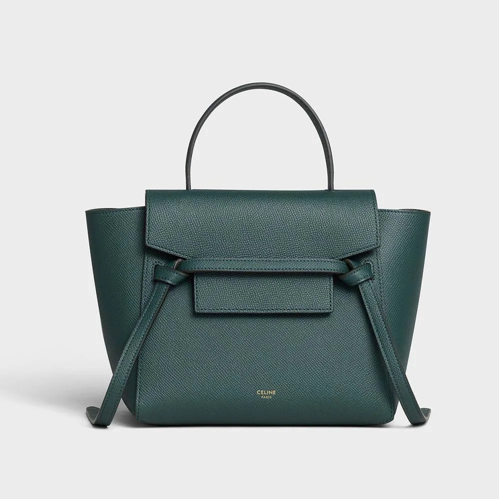 Celine Nano Belt Bag in Grained Calfskin Bag for Women in Green
