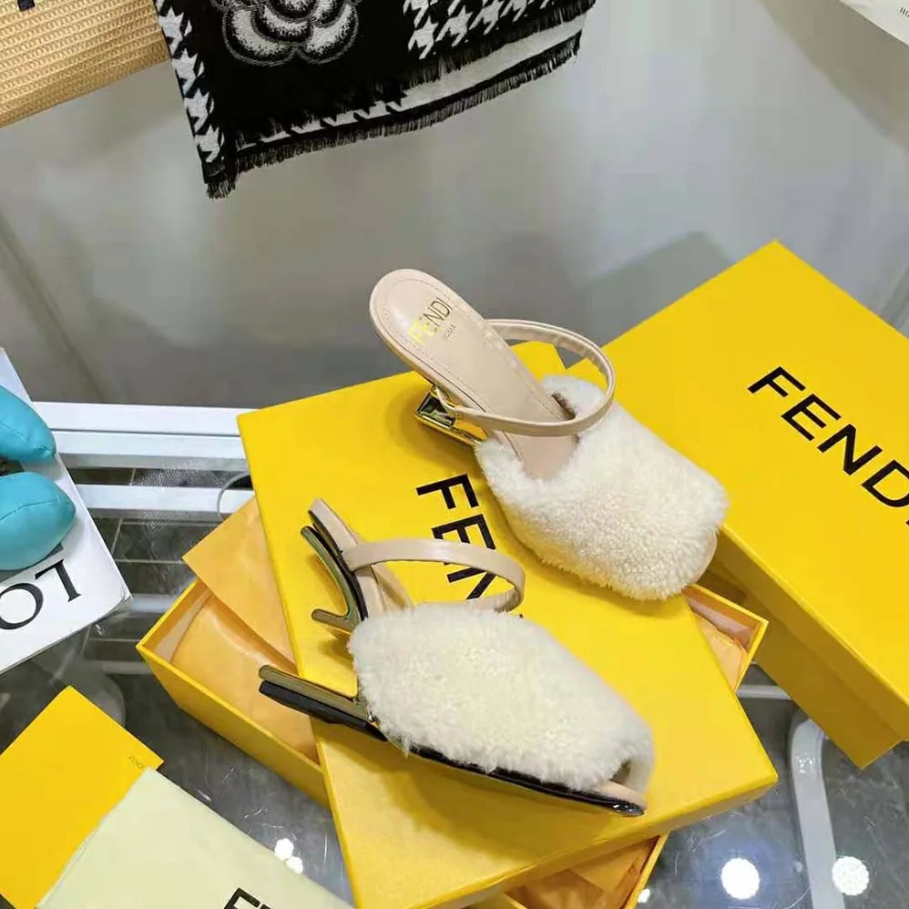 Fendi First White Sheepskin High for Women in Heeled Sandals Fendi First White Sheepskin High for Women in Heeled Sandals
