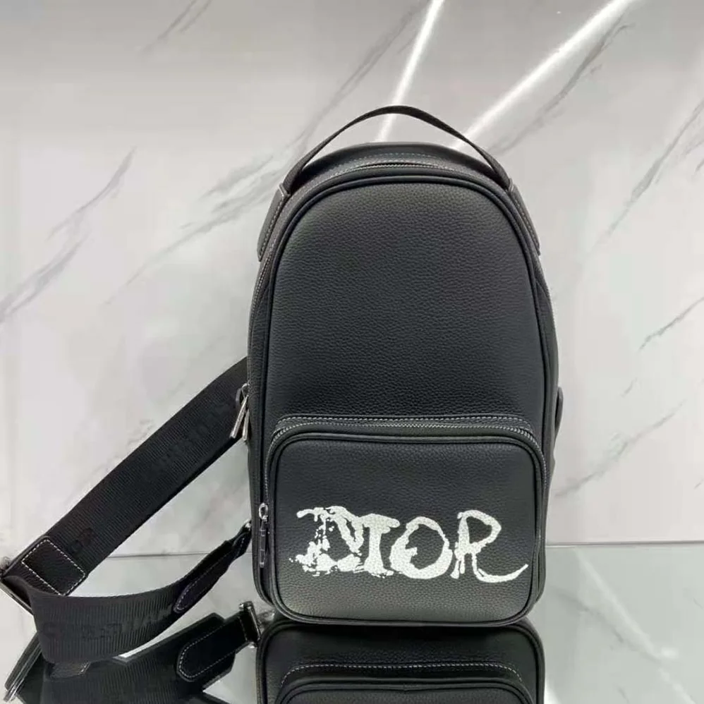 Dior Peter Doig Sling Bag Black Grained Calfskin for Men