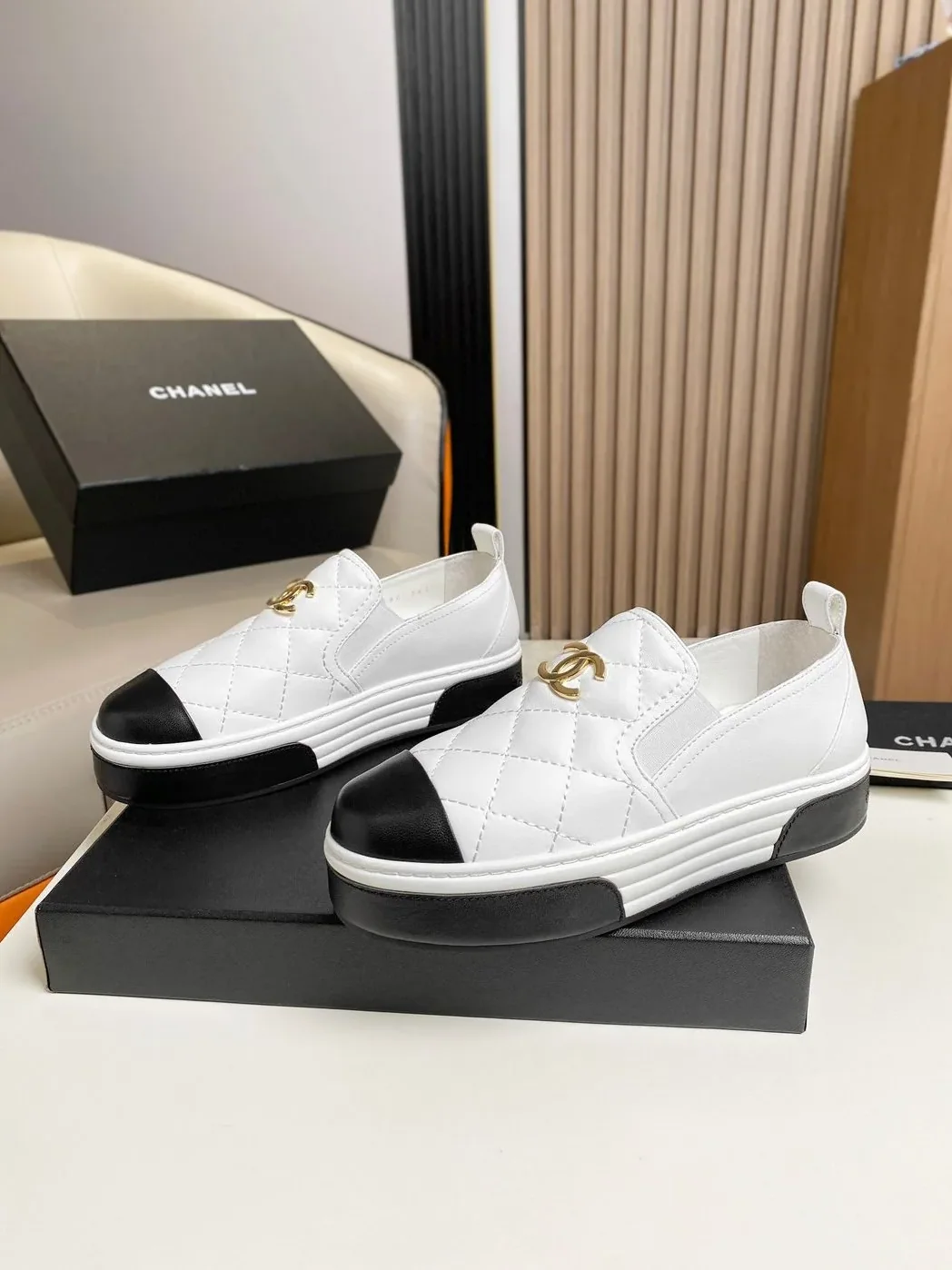 Chanel Platform Casual Plain White Chanel Platform Casual Plain White