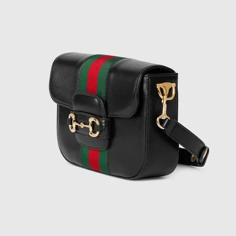 Gucci Horsebit 1955 Small Shoulder Bag in Black Gold Hardware