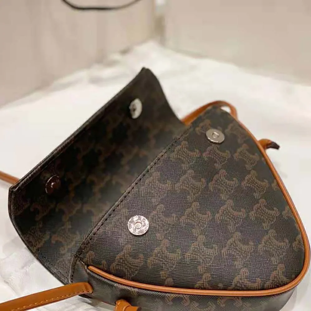 Celine Triangle Bag in Triomphe Canvas for Women in Brown