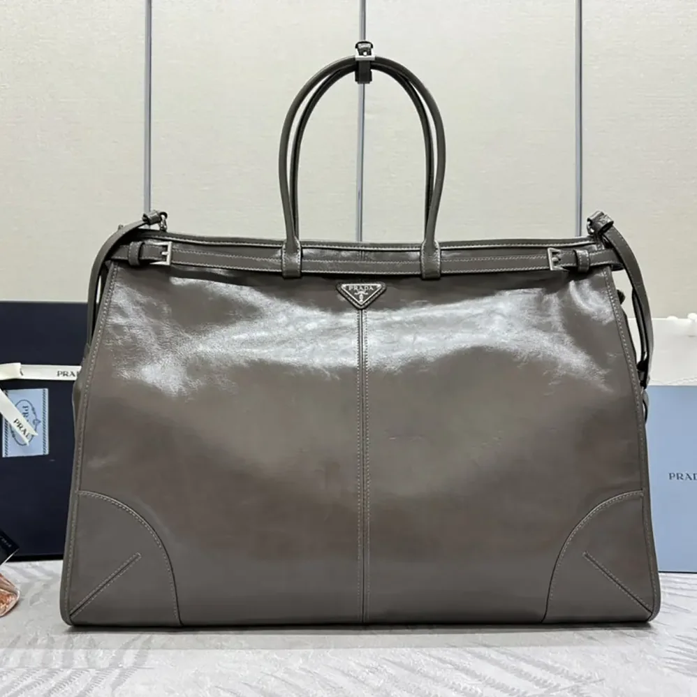 Prada Bonnie Leather Tote Bag for Unisex in Clay