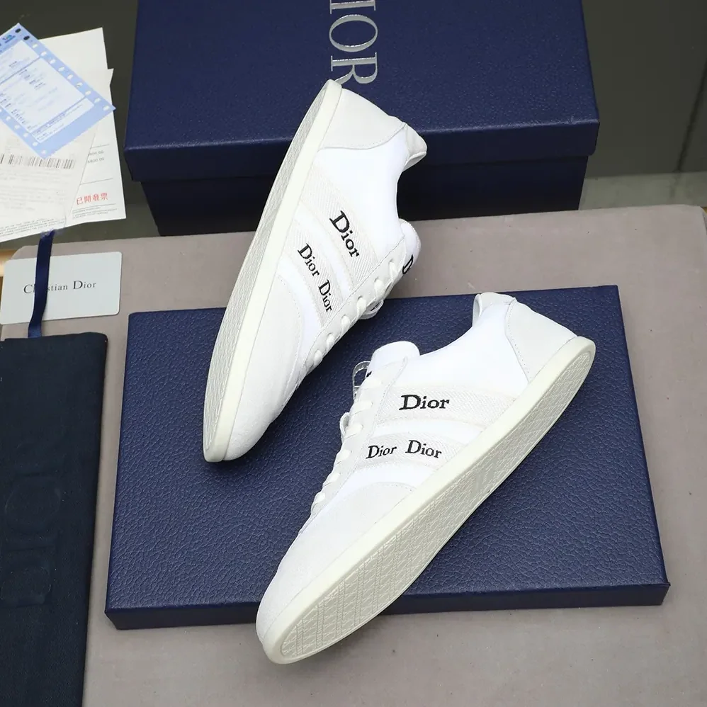 Dior Ribbon Sneaker White Suede Calfskin and Technical Fabric for Unisex Dior Ribbon Sneaker White Suede Calfskin and Technical Fabric for Unisex