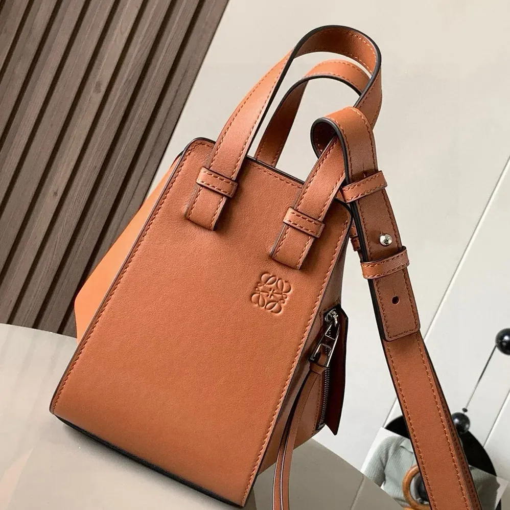 Loewe Compact Hammock Bag in in Classic Calfskin for Unisex in Tan Loewe Compact Hammock Bag in in Classic Calfskin for Unisex in Tan
