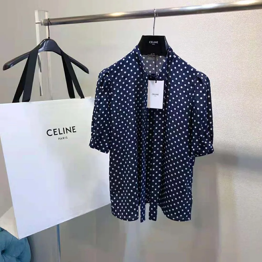 Celine Blouse with Bow in Crepe DE Chine for Women