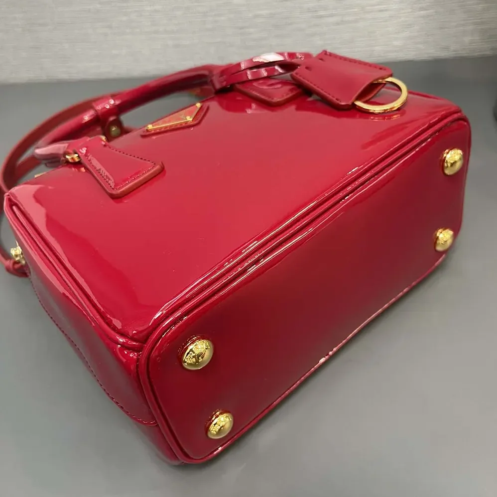 Prada Prada Galleria Patent Leather Mini Bag for Women in Red Prada Prada Galleria Patent Leather Mini Bag for Women in Red