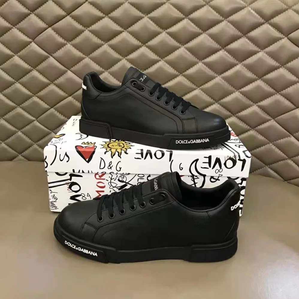 Dolce Gabbana D&G Calfskin Nappa Portofino Sneakers for Women in Black Dolce Gabbana D&G Calfskin Nappa Portofino Sneakers for Women in Black