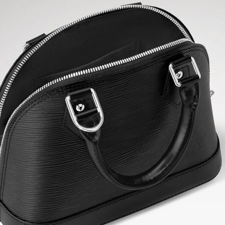 Louis Vuitton Alma BB Top Handle Bag in Black Silver Hardware