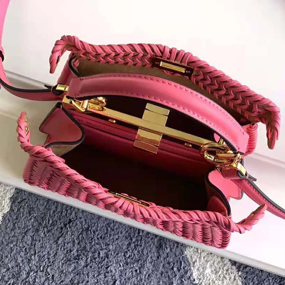 Fendi Peekaboo ISeeU Petite Pink Padded Calfskin Leather Bag for Women