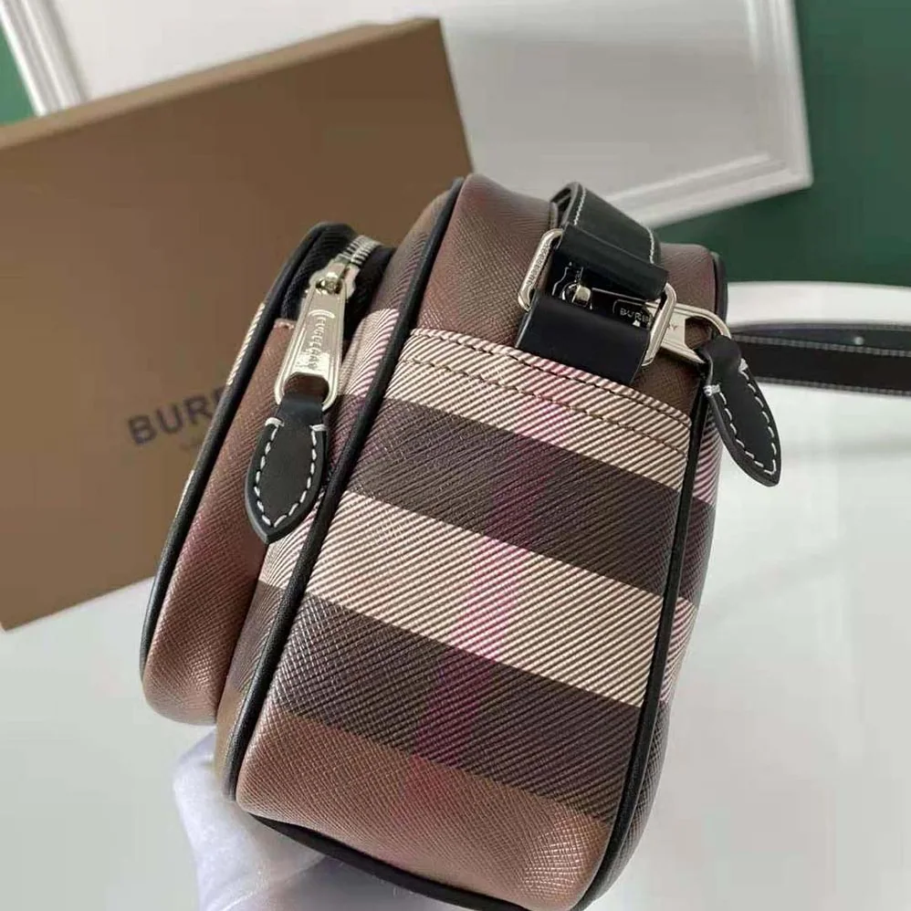 Burberry Check Crossbody Bag in Calf Leather for Men in Brown