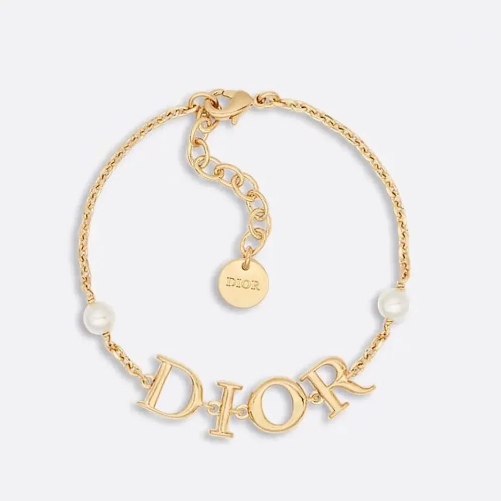 Dior Dio(r)evolution Bracelet Gold-Finish Metal and White Resin Pearls for Women Dior Dio(r)evolution Bracelet Gold-Finish Metal and White Resin Pearls for Women