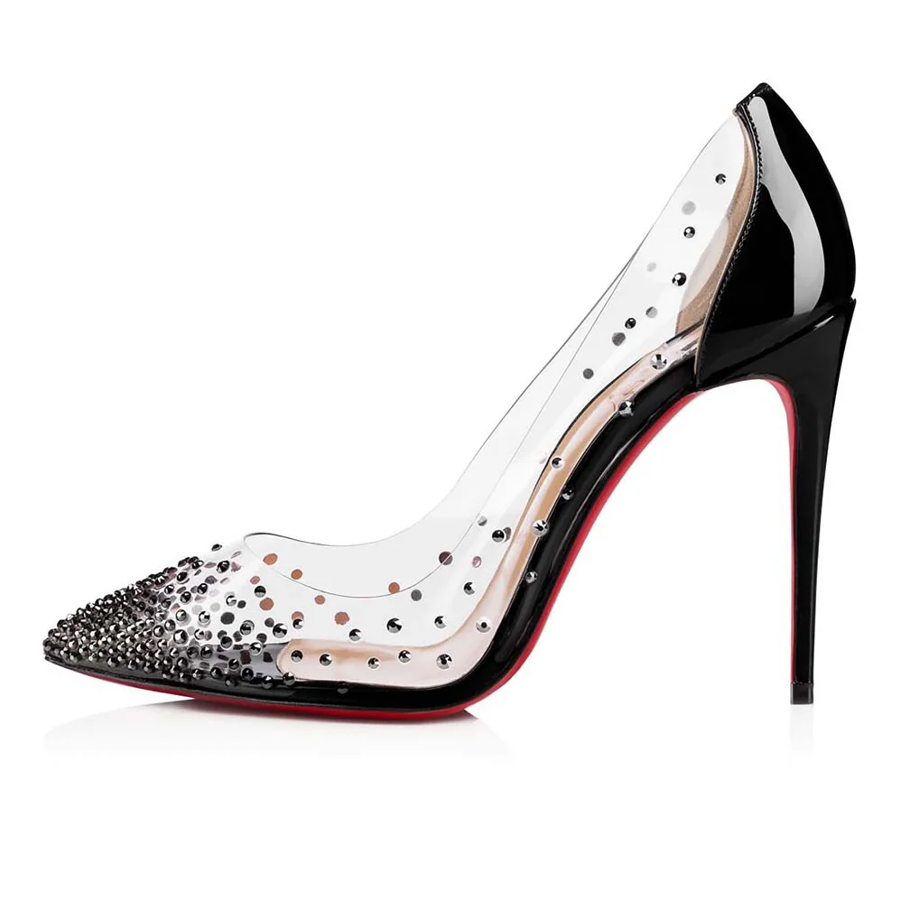 Christian Louboutin Shoes Degrastrass Pvc 100mm Heel for Women in Black Christian Louboutin Shoes Degrastrass Pvc 100mm Heel for Women in Black